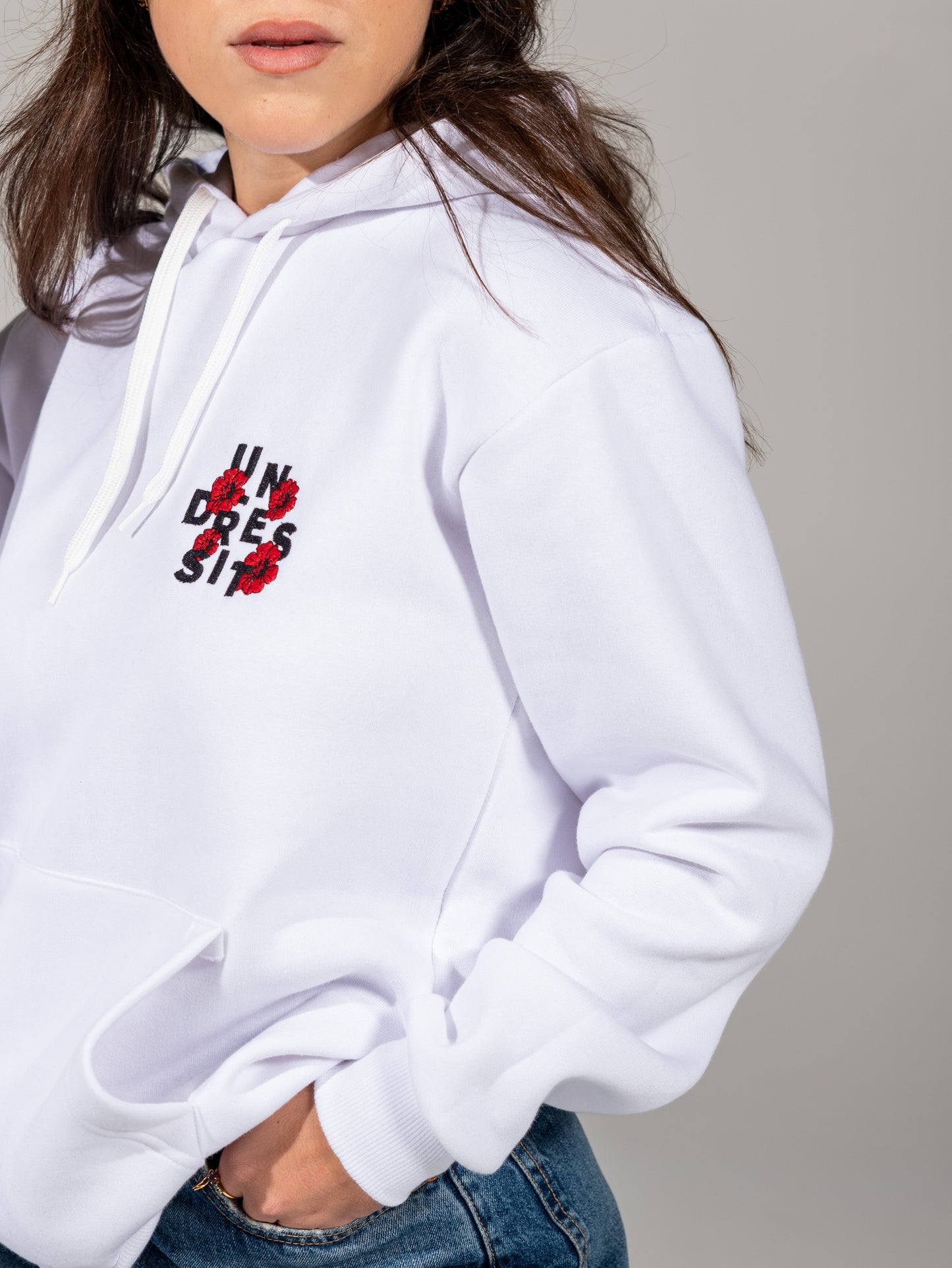 Hoodie Branca Rosas