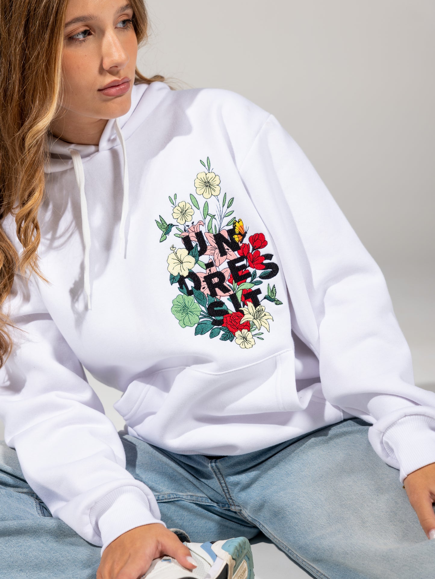 Hoodie Branca Flores